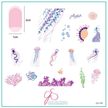Blooming Sea (CjS-199) Etched Nail Art Stamping Plate