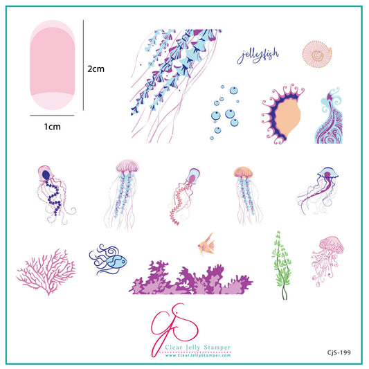 Blooming Sea (CjS-199) Etched Nail Art Stamping Plate