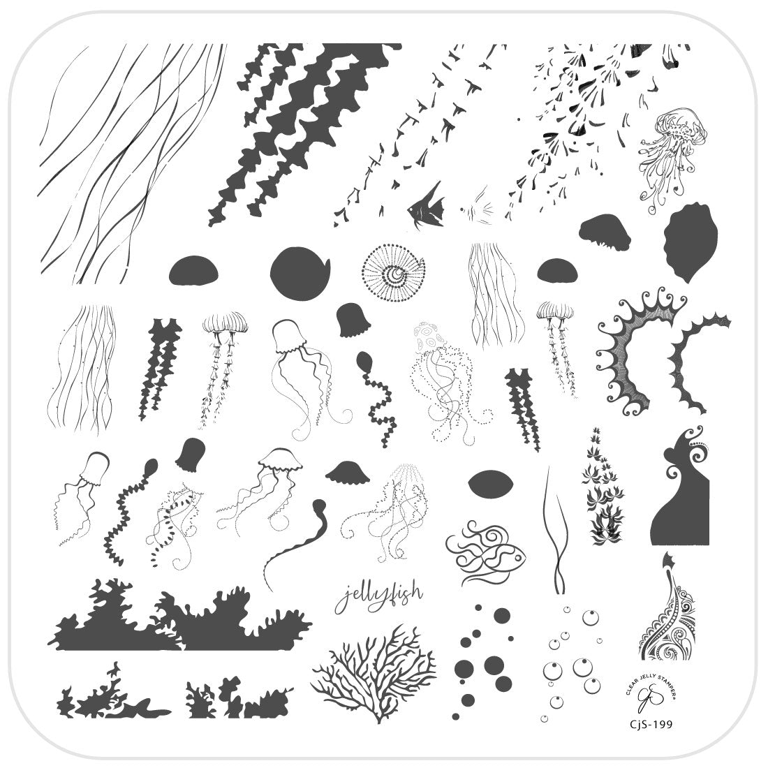 Blooming Sea (CjS-199) Etched Nail Art Stamping Plate