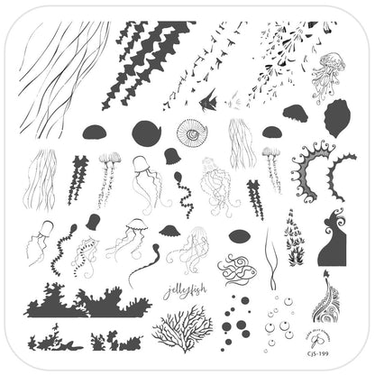 Blooming Sea (CjS-199) Etched Nail Art Stamping Plate