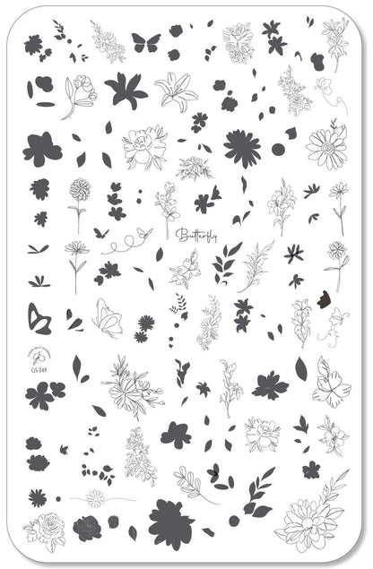Whispering Petals (CjS-349) Etched Nail Art Stamping Plate