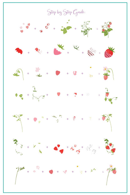 Strawberry Sweetness (CjS-351) Etched Nail Art Stamping Plate