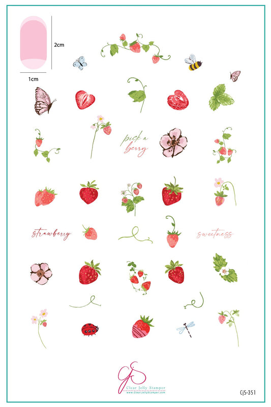 Strawberry Sweetness (CjS-351) Etched Nail Art Stamping Plate