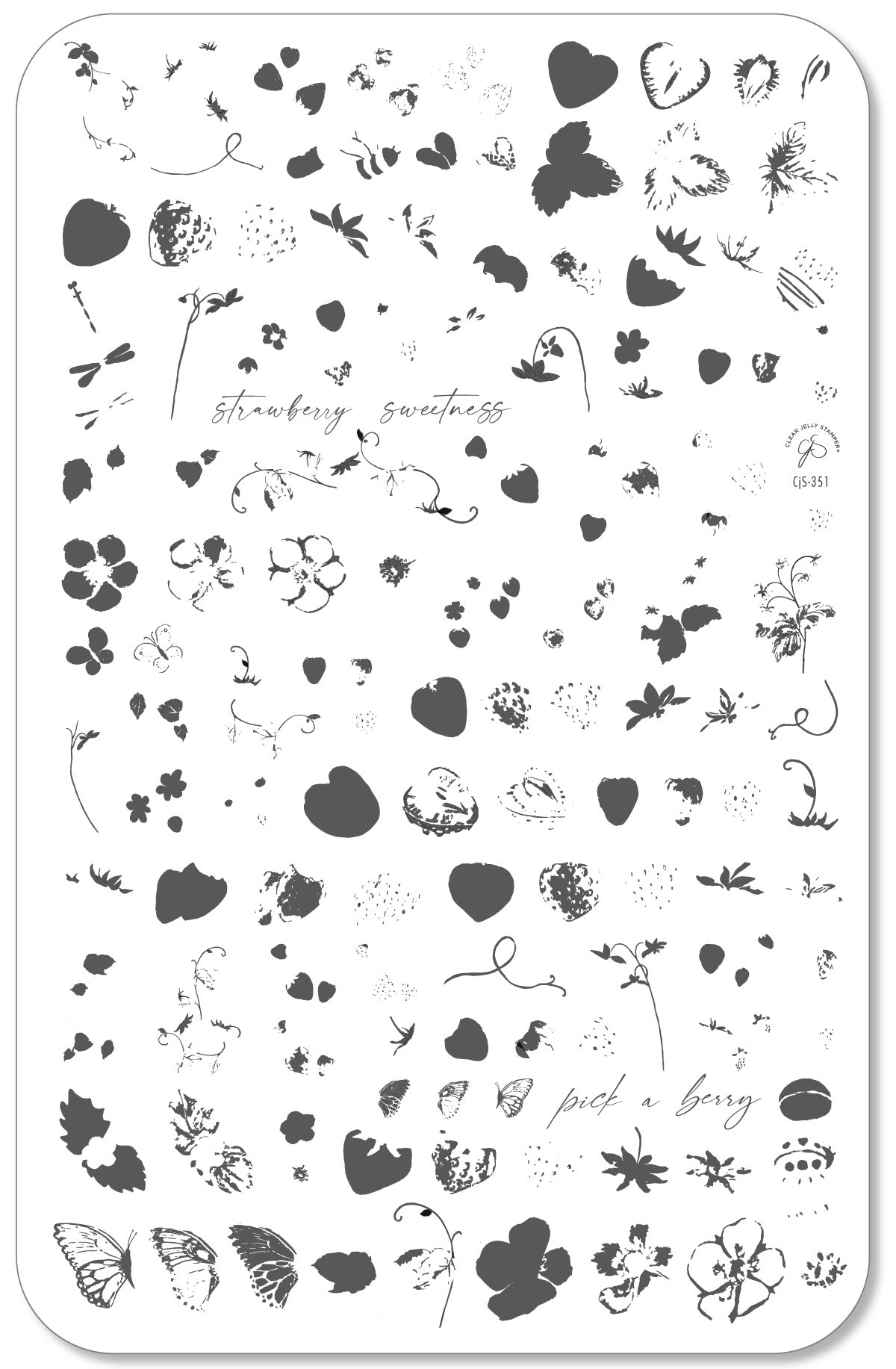Strawberry Sweetness (CjS-351) Etched Nail Art Stamping Plate
