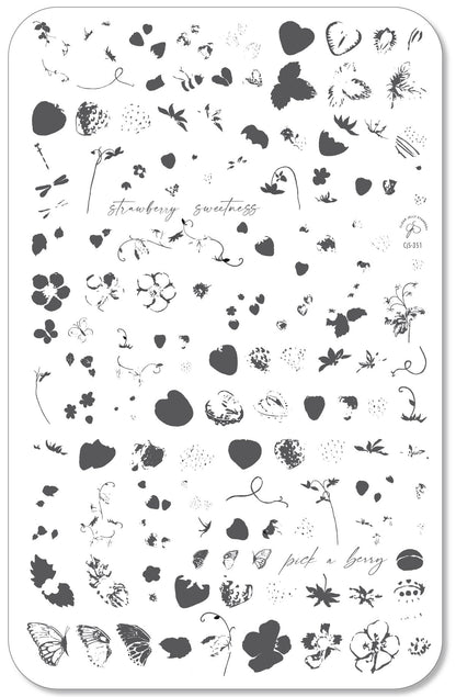Strawberry Sweetness (CjS-351) Etched Nail Art Stamping Plate