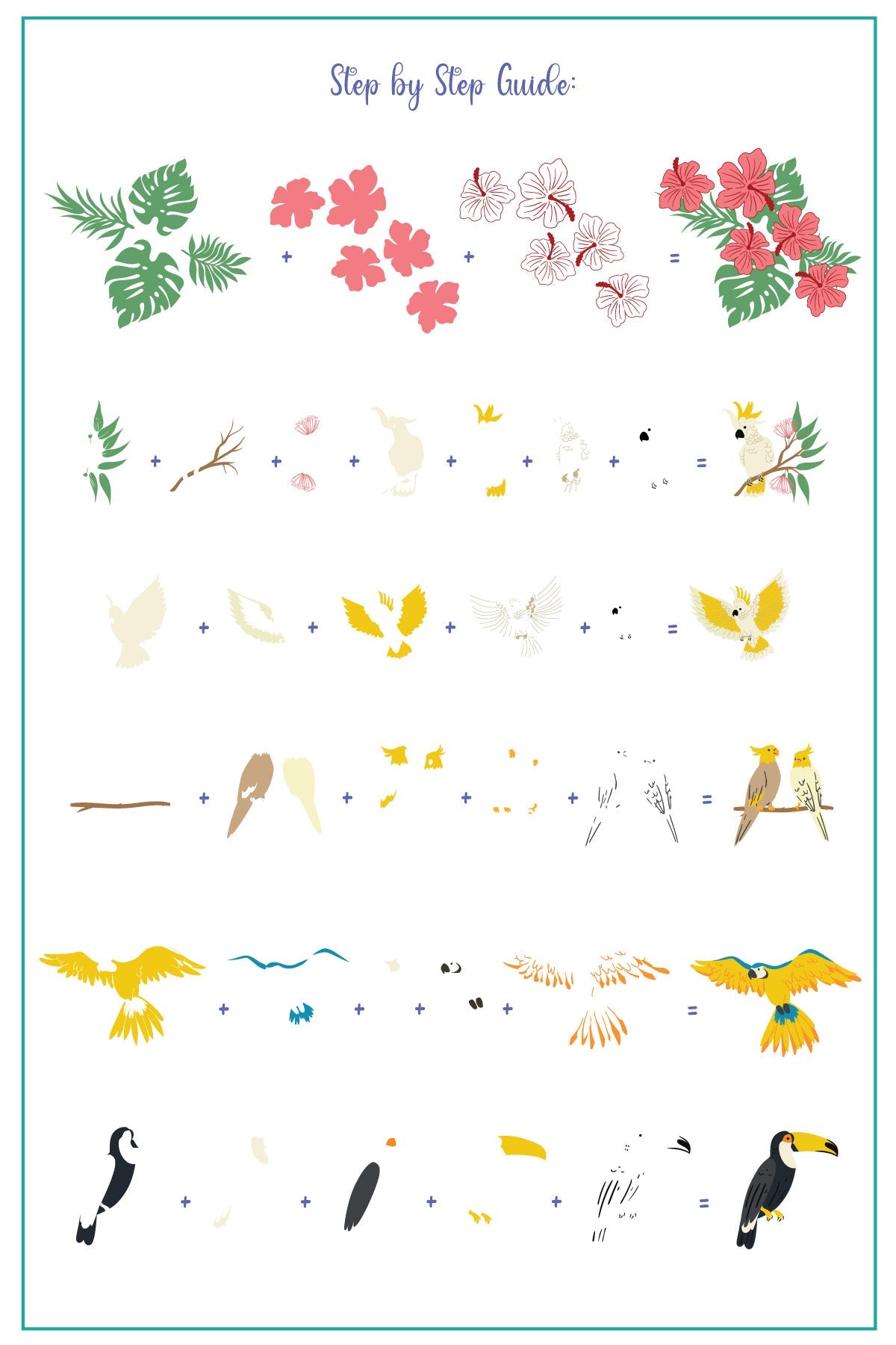 Tropical Paradise (CjS-359) Etched Nail Art Stamping Plate