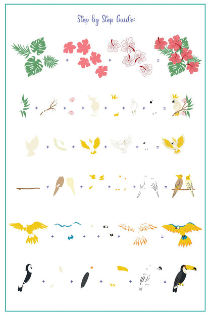 Tropical Paradise (CjS-359) Etched Nail Art Stamping Plate