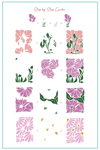 Breathe-Floral (CjS-363) Etched Nail Art Stamping Plate
