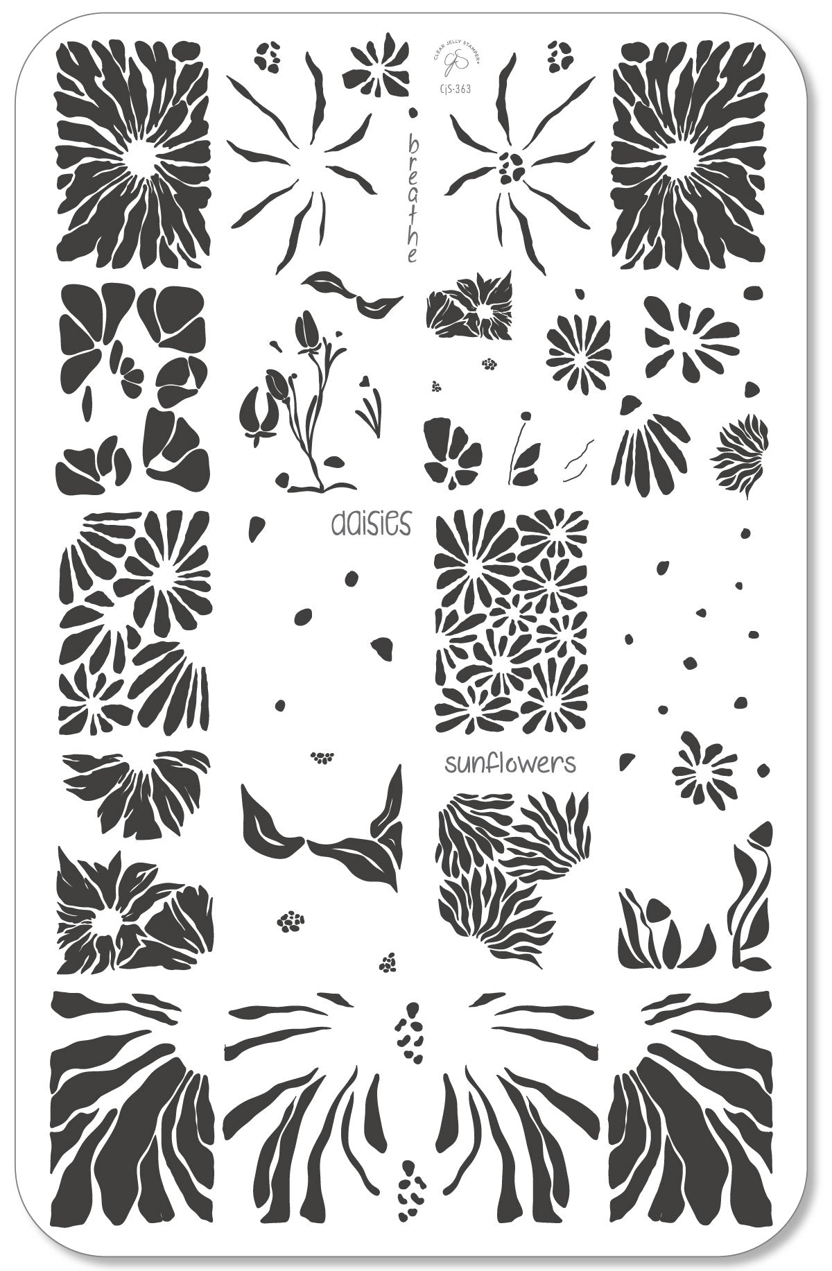Breathe-Floral (CjS-363) Etched Nail Art Stamping Plate