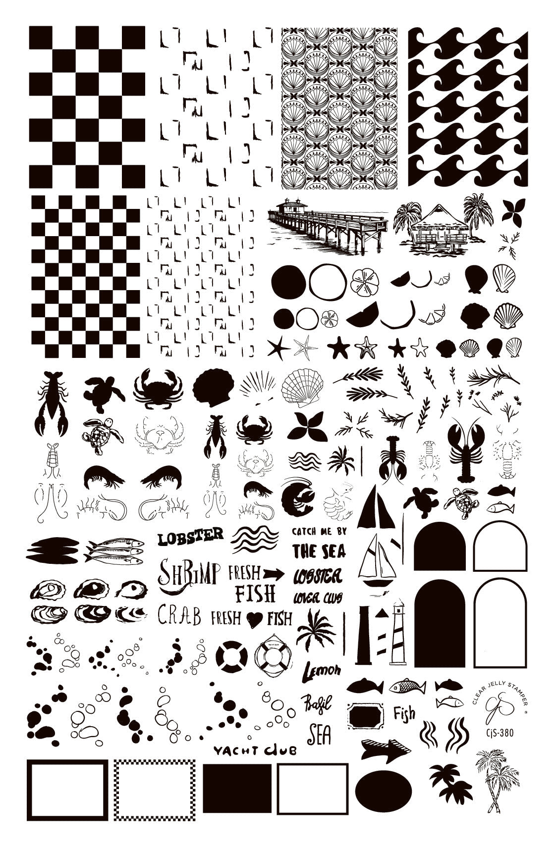Catch Me by the Sea (CjS-380) Etched Nail Art Stamping Plate