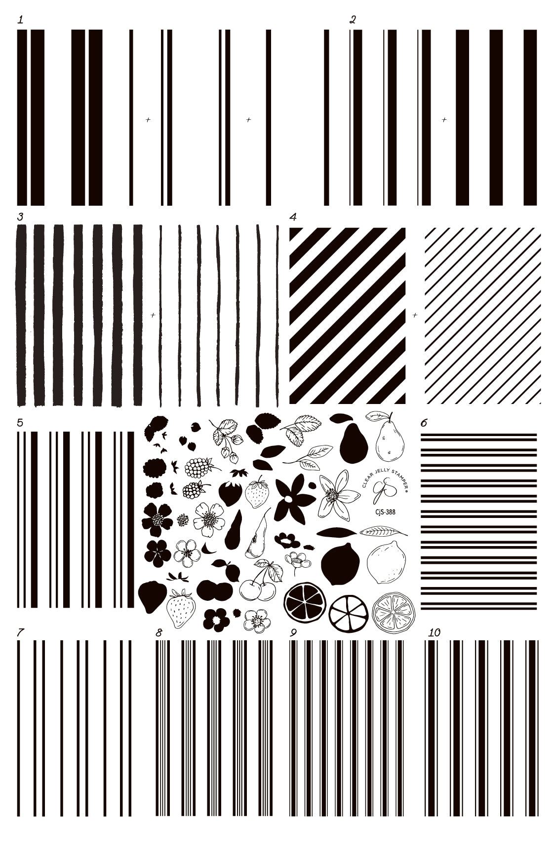 Cabana Stripes (CjS-388) Etched Nail Art Stamping Plate