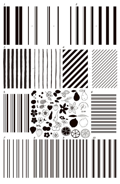 Cabana Stripes (CjS-388) Etched Nail Art Stamping Plate