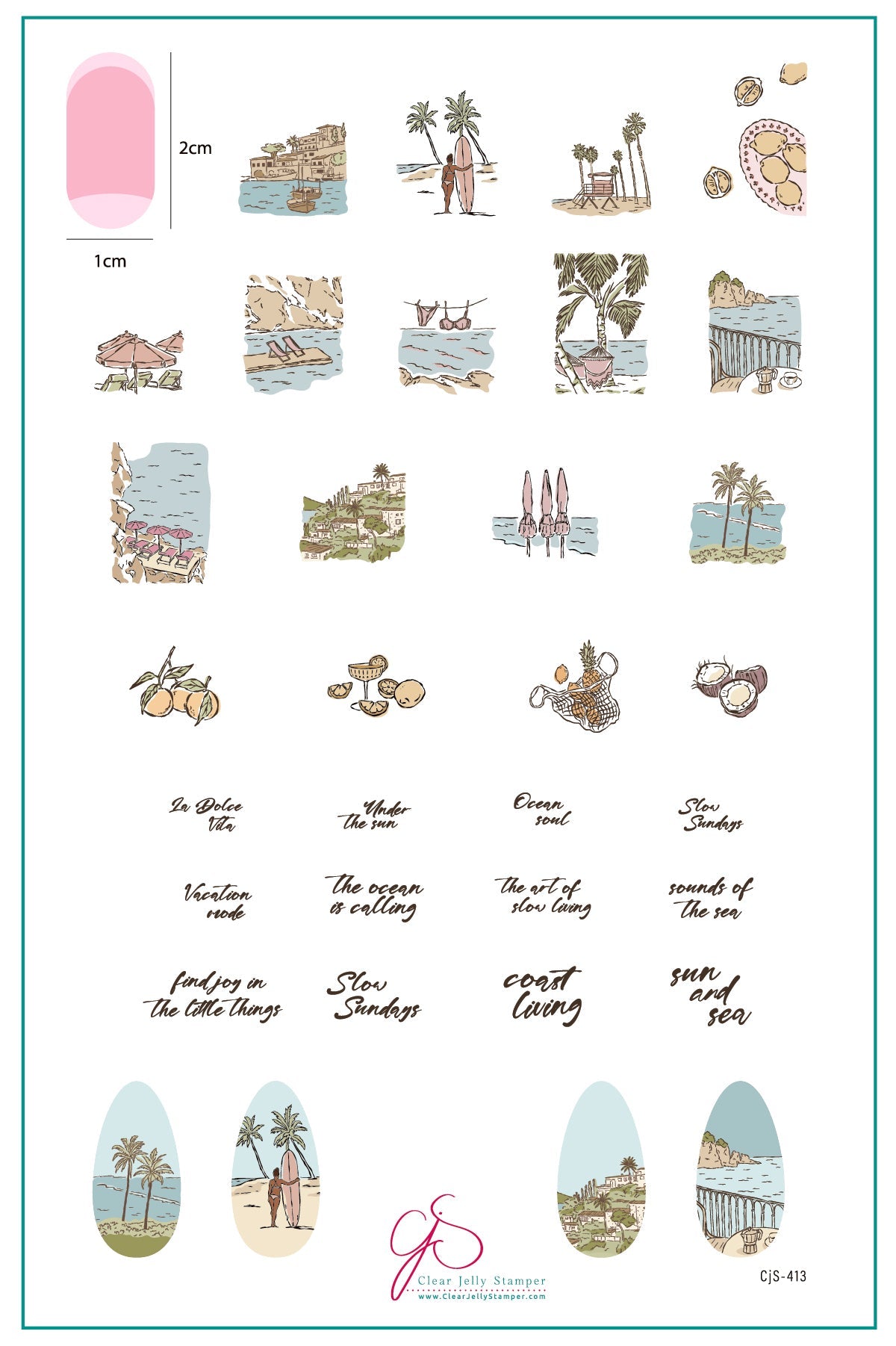 Coastal Living (CjS-413) Etched Nail Art Stamping Plate