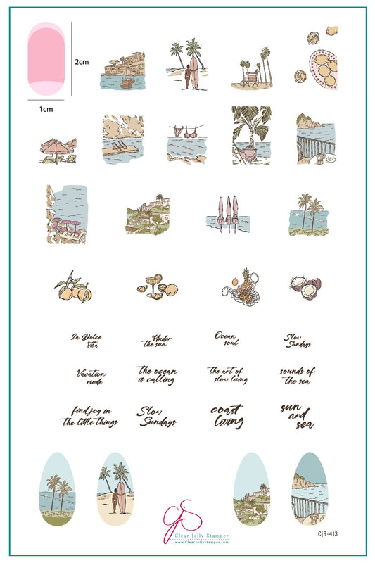 Coastal Living (CjS-413) Etched Nail Art Stamping Plate