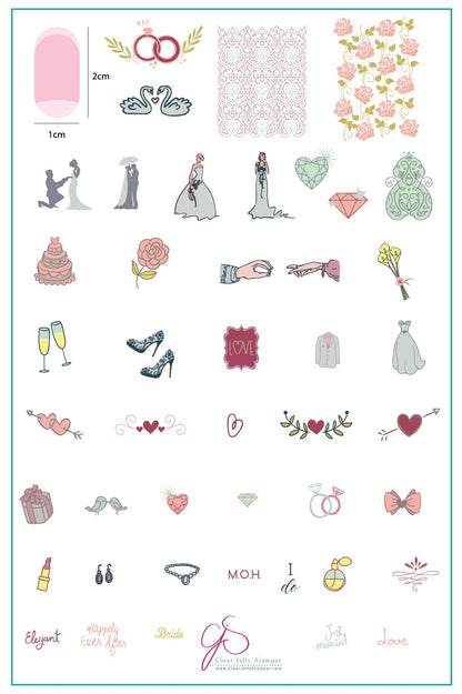 Here Comes the Bride (CjS-70) Etched Nail Art Stamping Plate