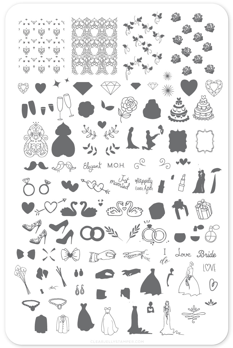 Here Comes the Bride (CjS-70) Etched Nail Art Stamping Plate