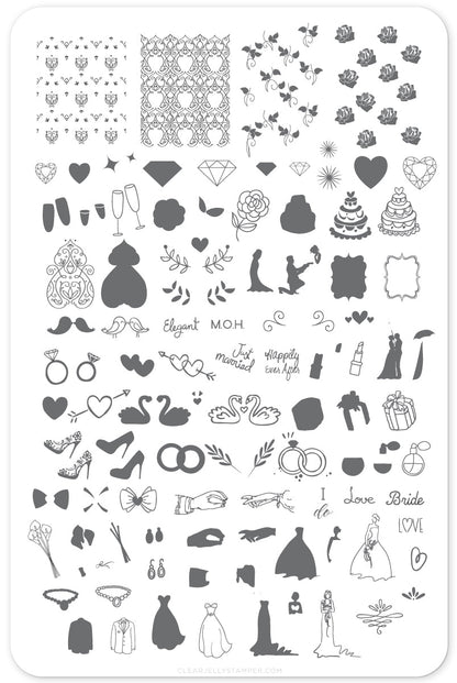 Here Comes the Bride (CjS-70) Etched Nail Art Stamping Plate
