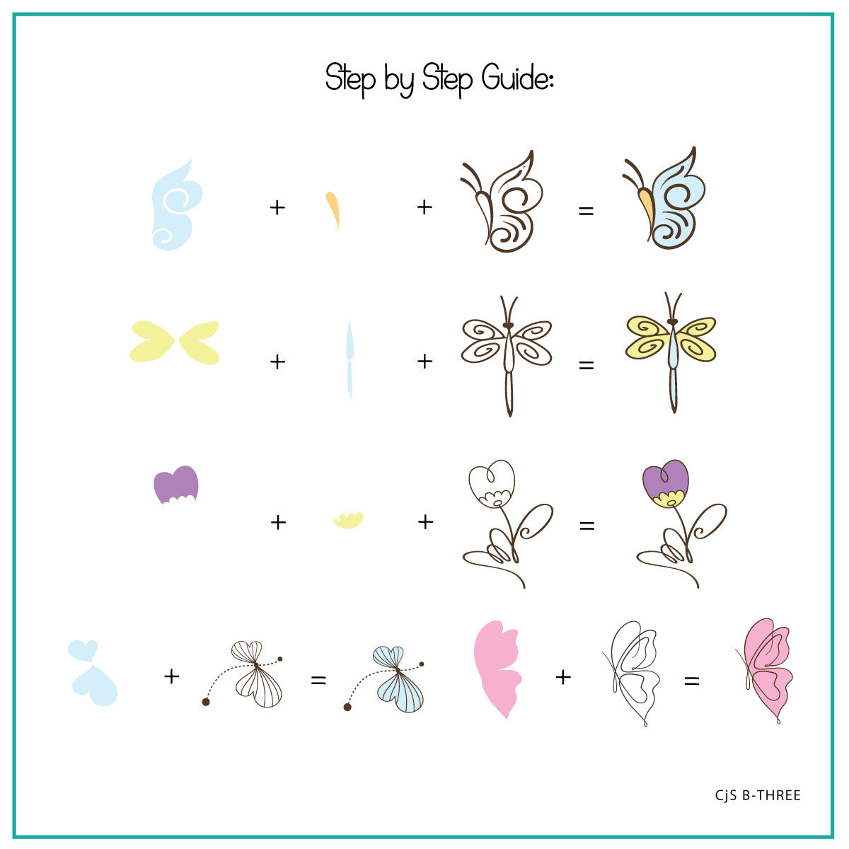 Beginner Edition (CjS-B-THREE) Etched Nail Art Stamping Plate