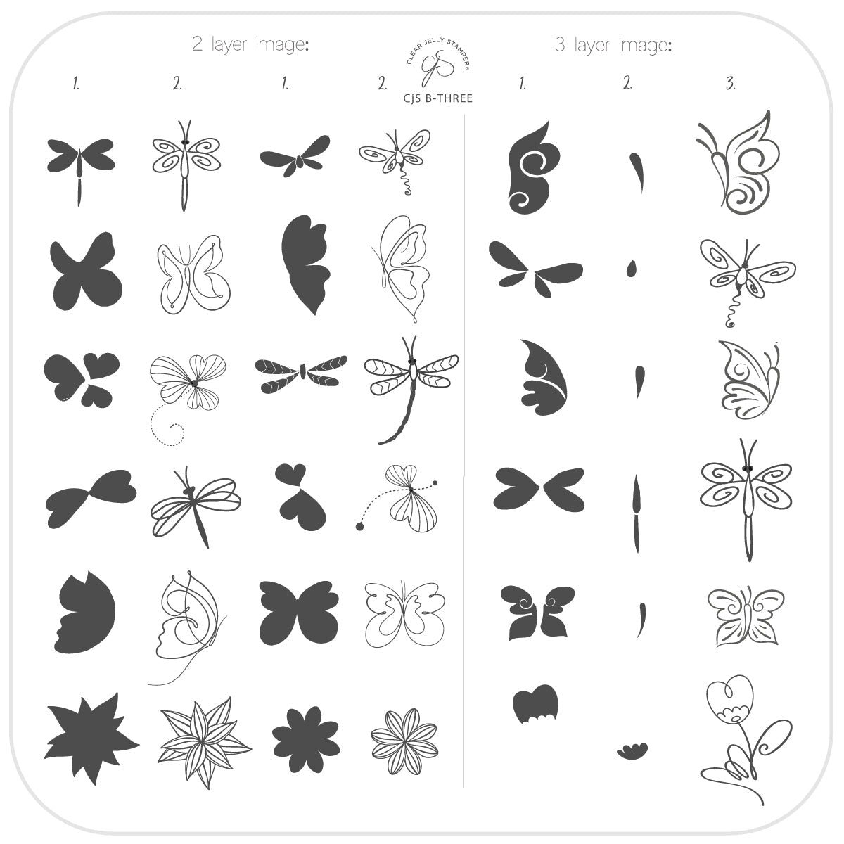 Beginner Edition (CjS-B-THREE) Etched Nail Art Stamping Plate