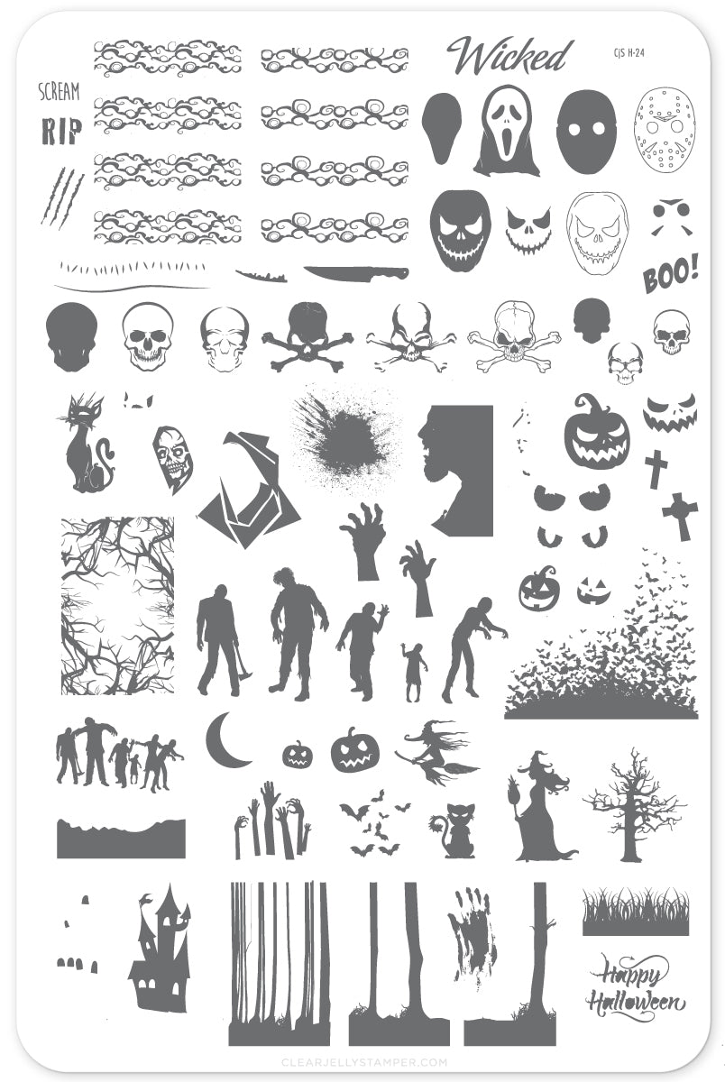 Wicked Halloween (CjSH-24) Etched Nail Art Stamping Plate