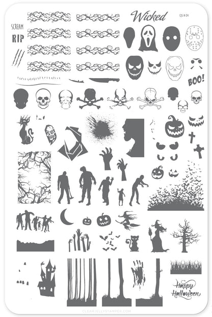 Wicked Halloween (CjSH-24) Etched Nail Art Stamping Plate