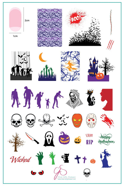 Wicked Halloween (CjSH-24) Etched Nail Art Stamping Plate