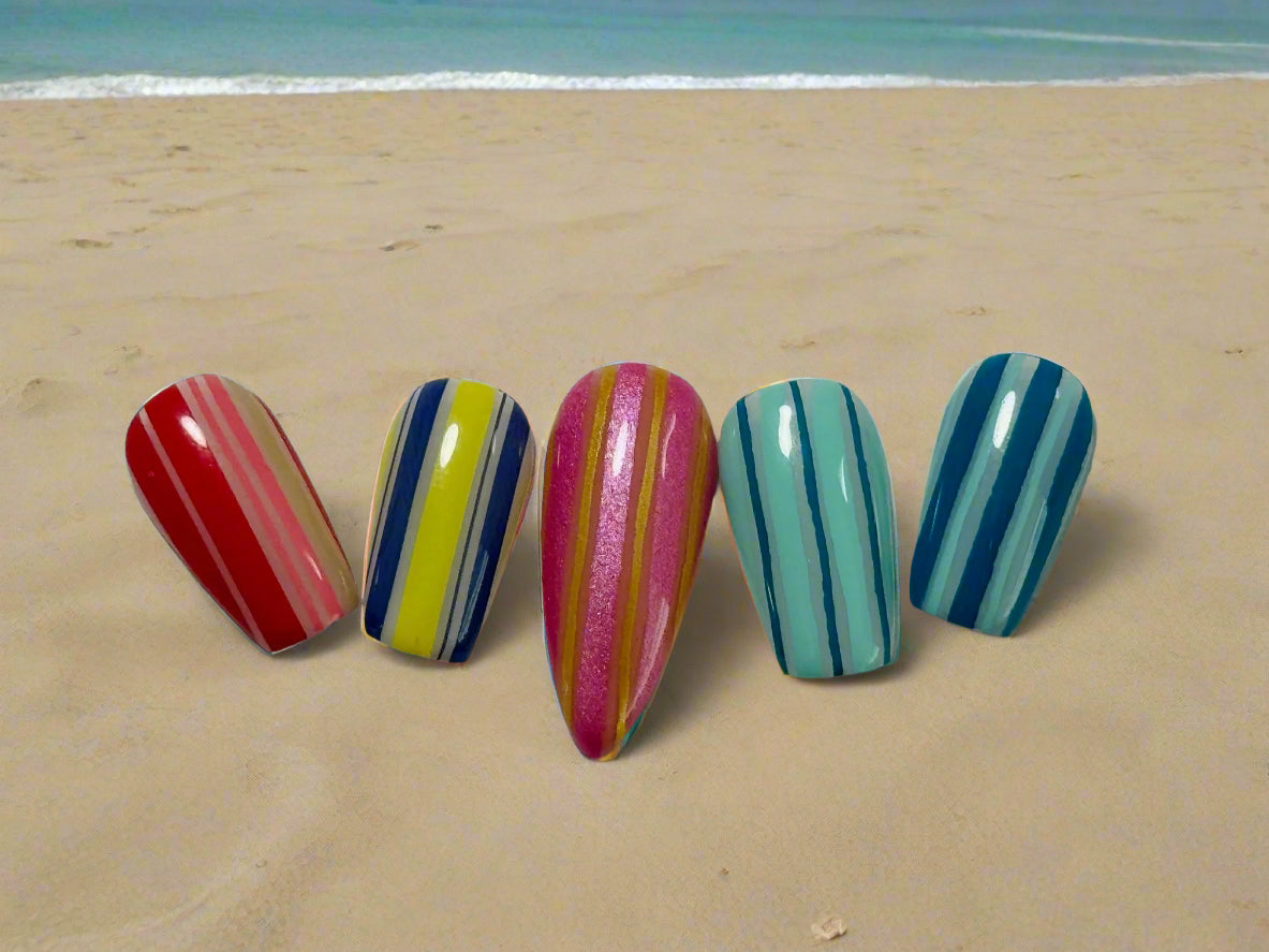 Cabana Stripes (CjS-388) Etched Nail Art Stamping Plate