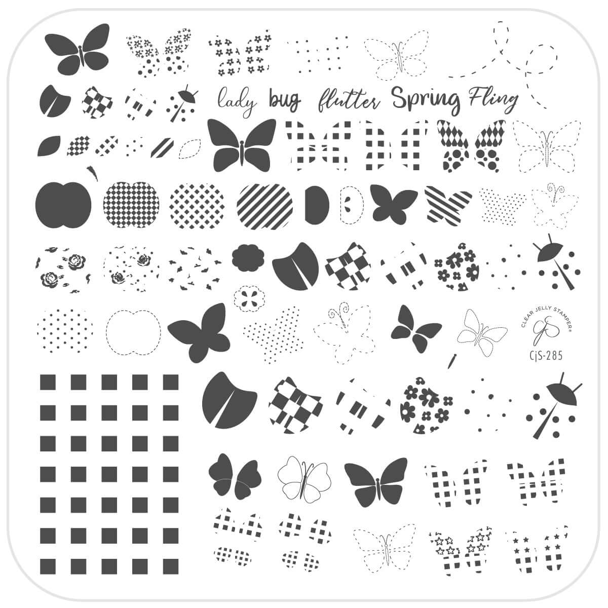 Patterned Spring - One (CjS-285) Etched Nail Art Stamping Plate