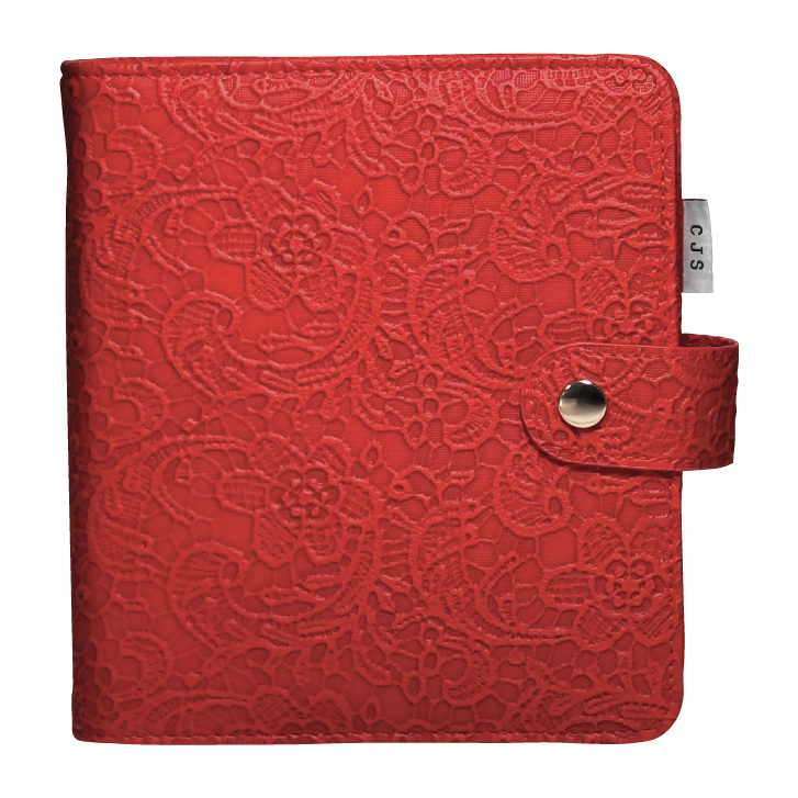 Large (6 Ring) Stamping Plate Storage Binder - Lace - Scarlett Red