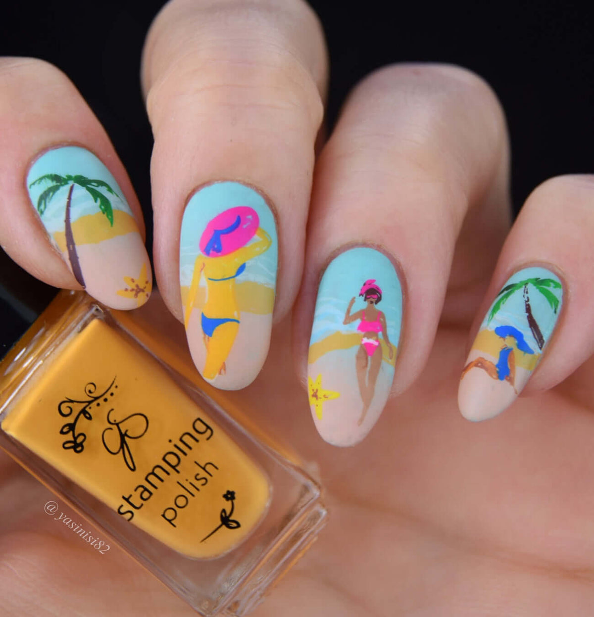 Sand in My Hair (CjS-302) Etched Nail Art Stamping Plate