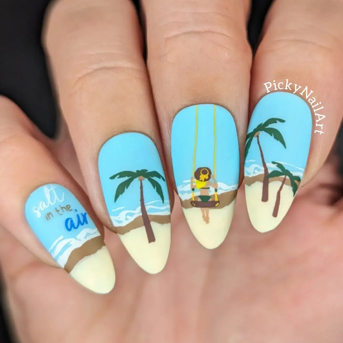 Sand in My Hair (CjS-302) Etched Nail Art Stamping Plate