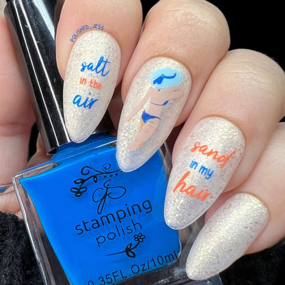 Sand in My Hair (CjS-302) Etched Nail Art Stamping Plate