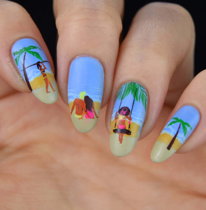 Sand in My Hair (CjS-302) Etched Nail Art Stamping Plate