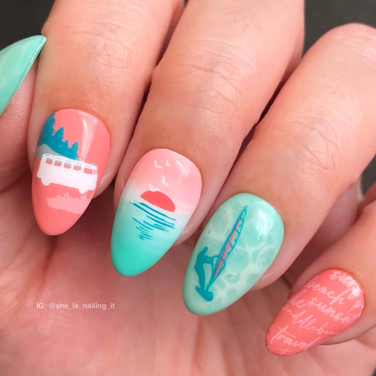 Summer Silhouettes (CjS-305) Etched Nail Art Stamping Plate