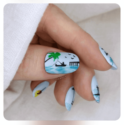 Summer Silhouettes (CjS-305) Etched Nail Art Stamping Plate