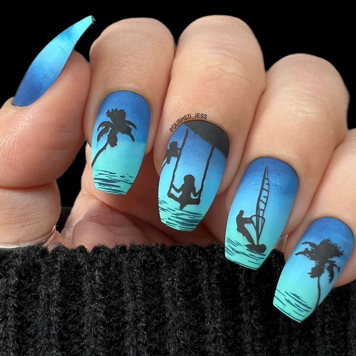 Summer Silhouettes (CjS-305) Etched Nail Art Stamping Plate