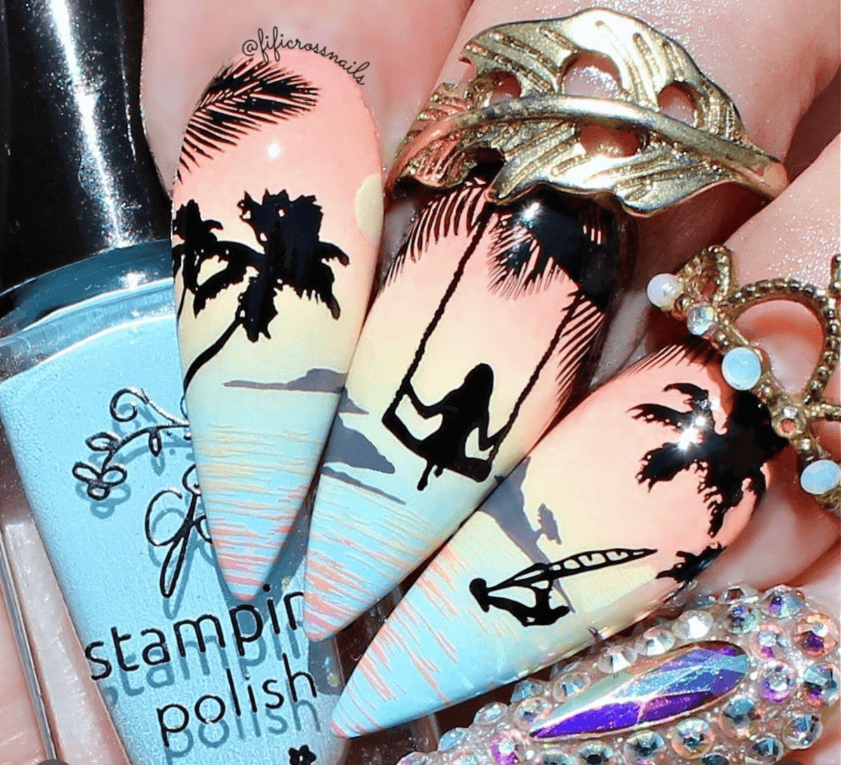 Summer Silhouettes (CjS-305) Etched Nail Art Stamping Plate