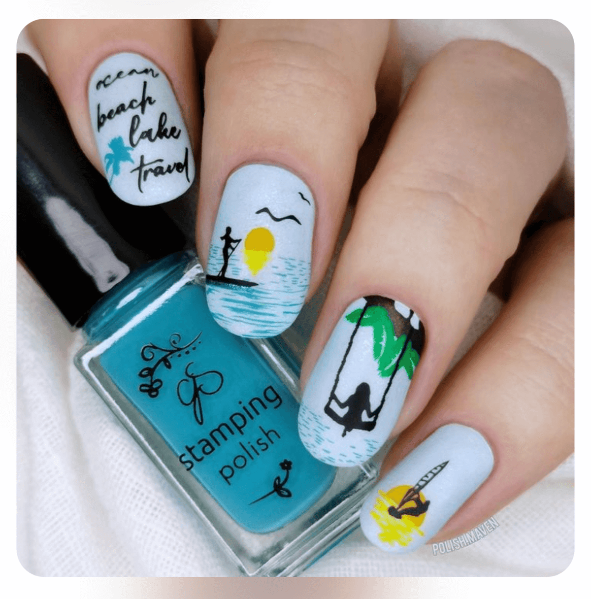 Summer Silhouettes (CjS-305) Etched Nail Art Stamping Plate