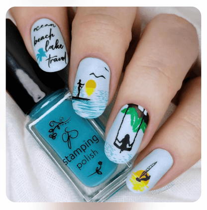 Summer Silhouettes (CjS-305) Etched Nail Art Stamping Plate