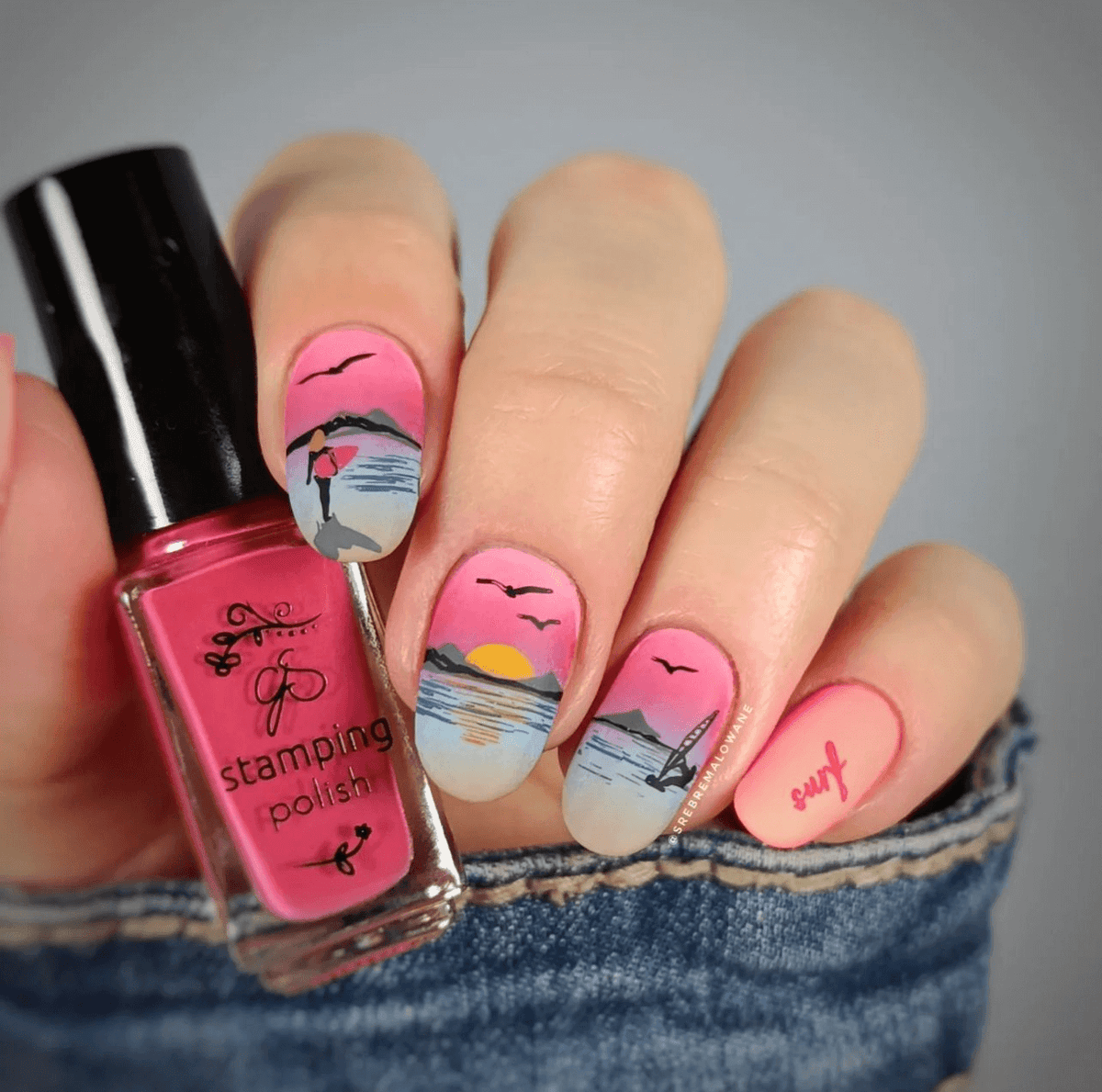 Summer Silhouettes (CjS-305) Etched Nail Art Stamping Plate