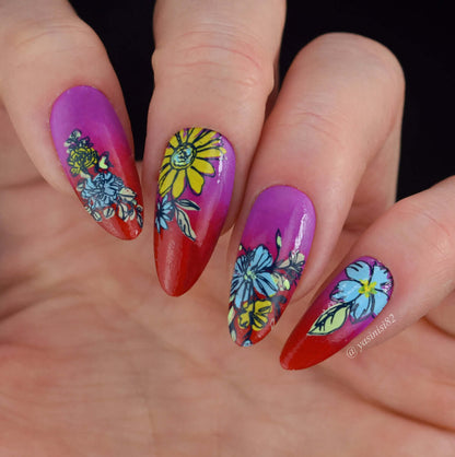Whispering Petals (CjS-349) Etched Nail Art Stamping Plate