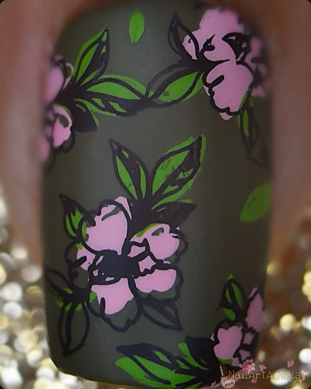 Whispering Petals (CjS-349) Etched Nail Art Stamping Plate