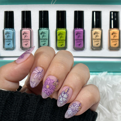 Whispering Petals (CjS-349) Etched Nail Art Stamping Plate
