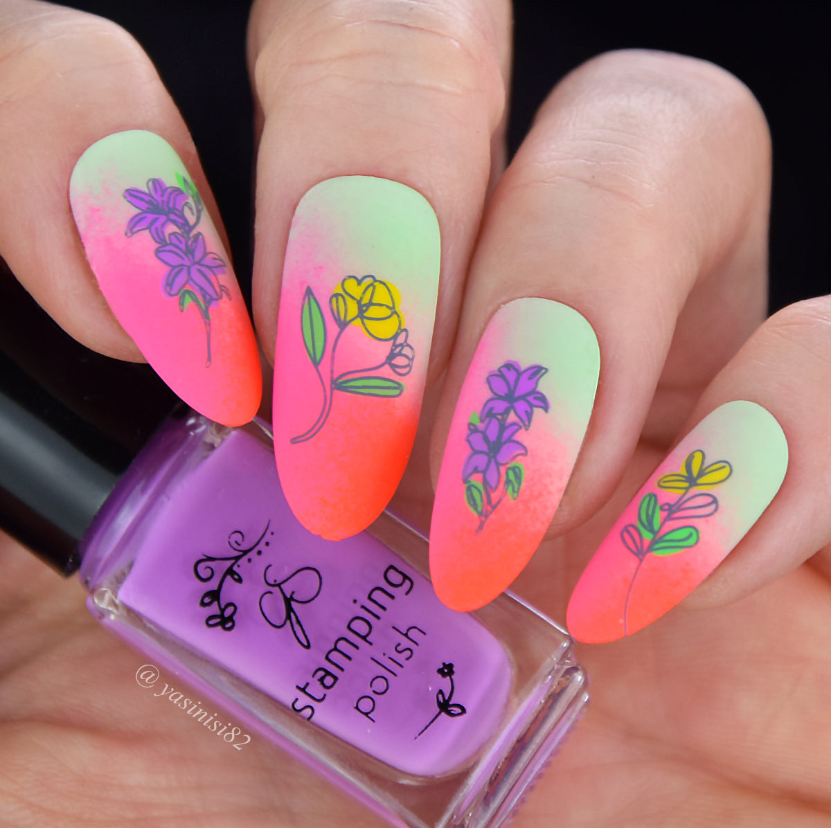 Whispering Petals (CjS-349) Etched Nail Art Stamping Plate