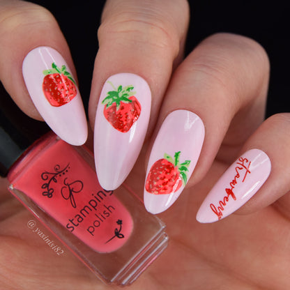 Strawberry Sweetness (CjS-351) Etched Nail Art Stamping Plate