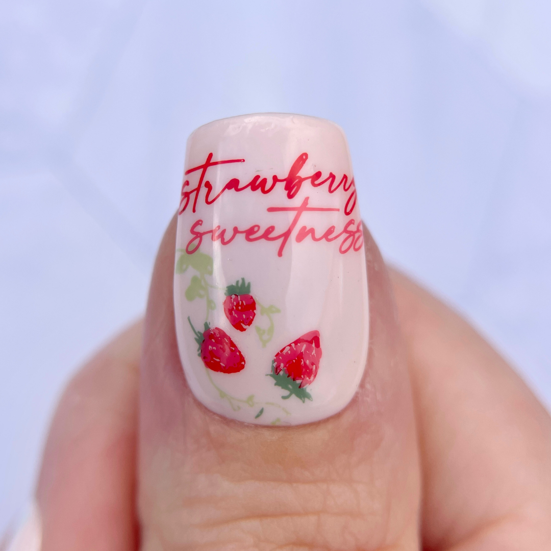 Strawberry Sweetness (CjS-351) Etched Nail Art Stamping Plate