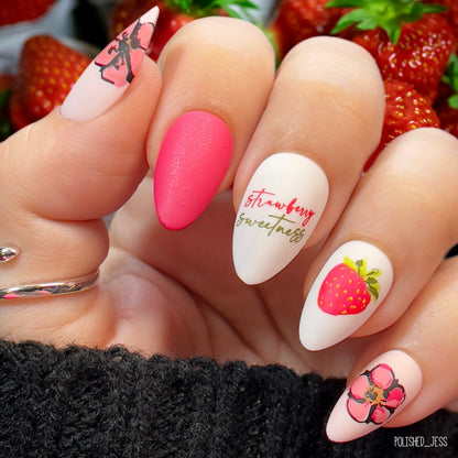 Strawberry Sweetness (CjS-351) Etched Nail Art Stamping Plate