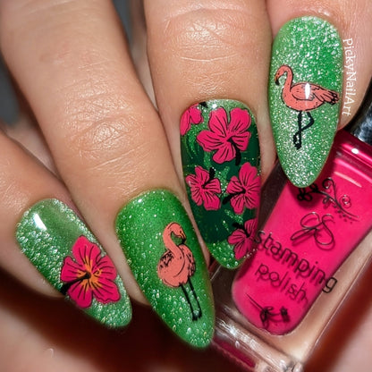Tropical Paradise (CjS-359) Etched Nail Art Stamping Plate