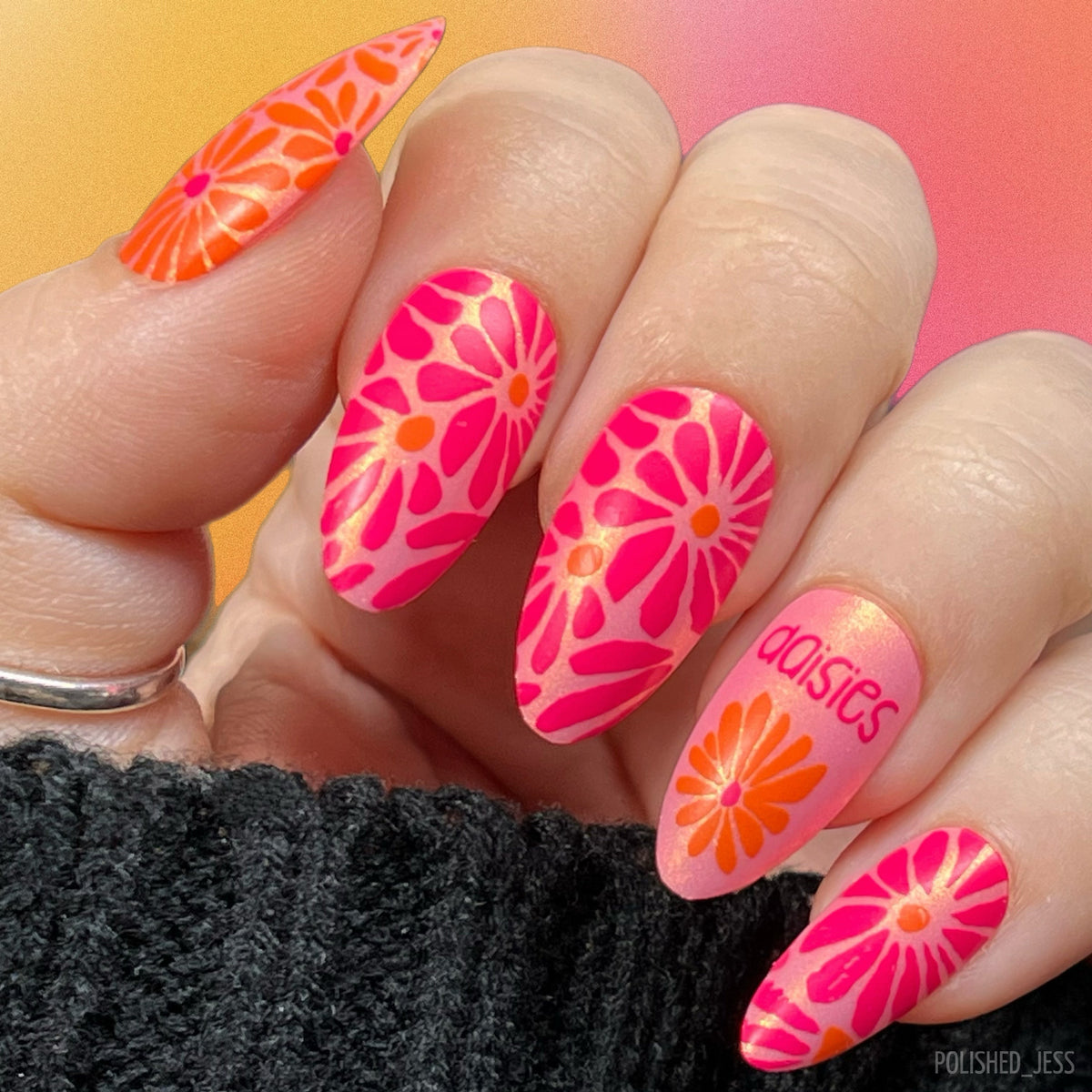 Breathe-Floral (CjS-363) Etched Nail Art Stamping Plate