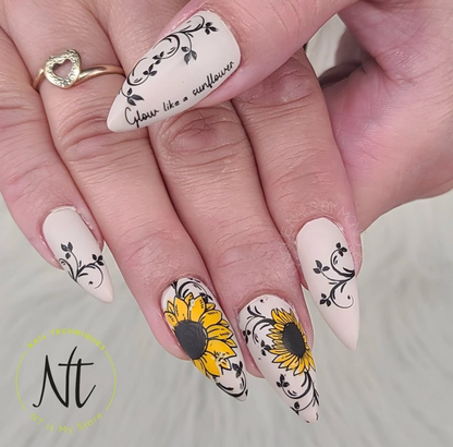 Glow like a Sunflower (CjS-370) Etched Nail Art Stamping Plate